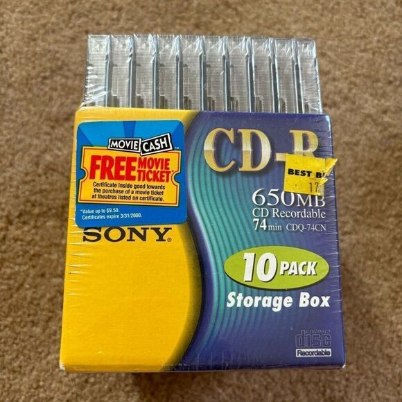 Sony 10 Pack Storage Box CD-R CDQ-74CN *New* - Picture 1 of 6